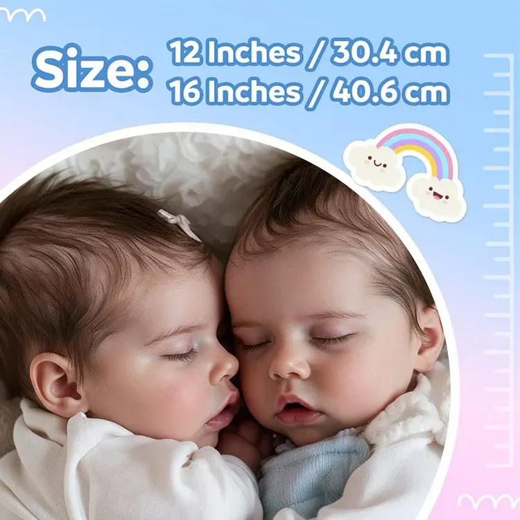 6"&12"&17" Movable & Washable Soft Flexible Full Body Silicone Reborn Twins Girls, photograph 2