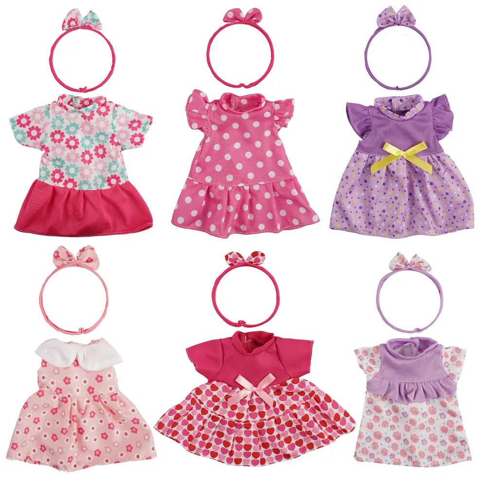 12"-15" Reborn Baby Doll Pink and Purple 6 Pcs Set Clothing Accessories