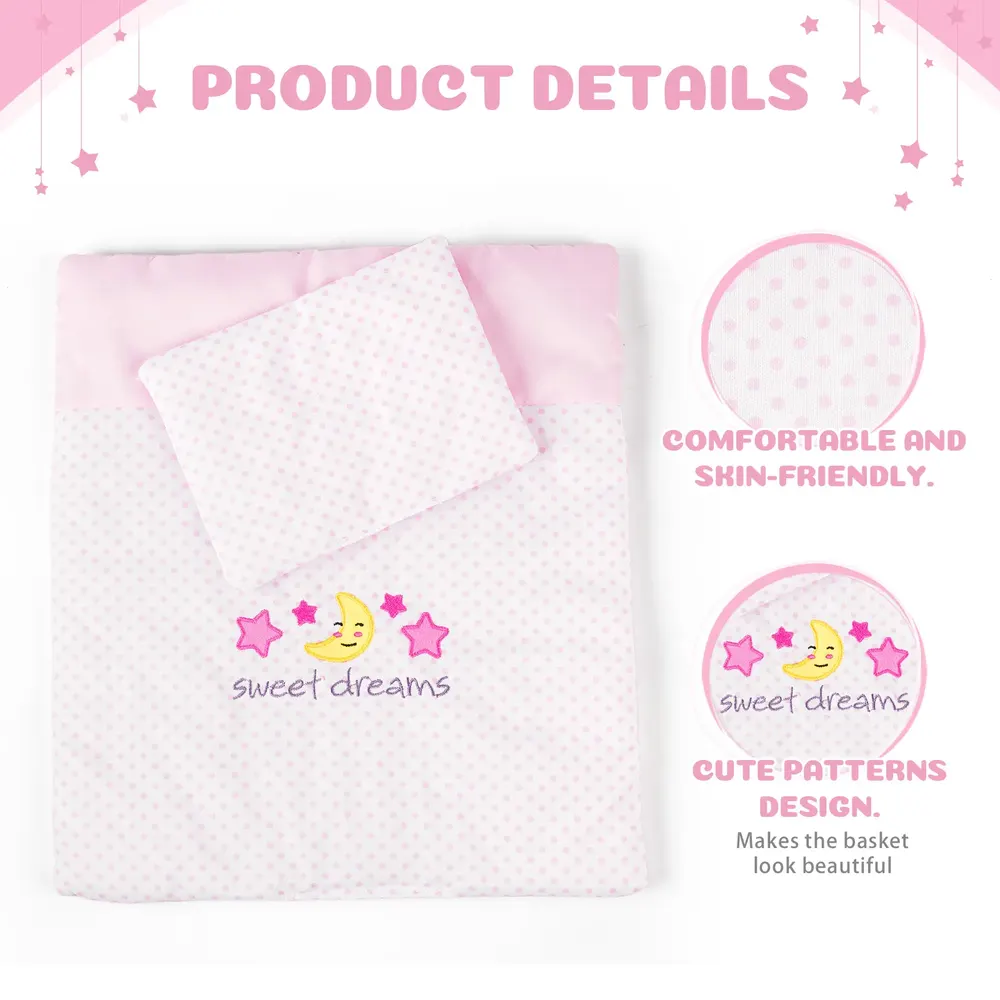 12"-15" Reborn Baby Doll Pink Blanket 2 Pcs Accessories Set, photograph 2
