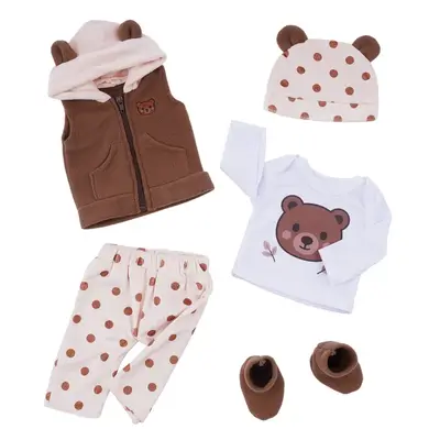 12"/16"/20" Cute Bear Polka Dot Outfit 6 Pcs for Reborn Baby Dolls