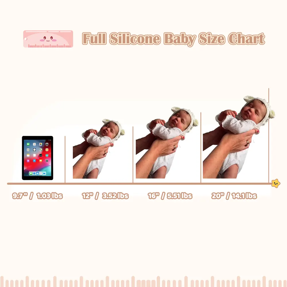 12"&16"& 20" Flexible Solid Platinum Liquid Full Silicone Reborn Doll Baby Boy, photograph 6