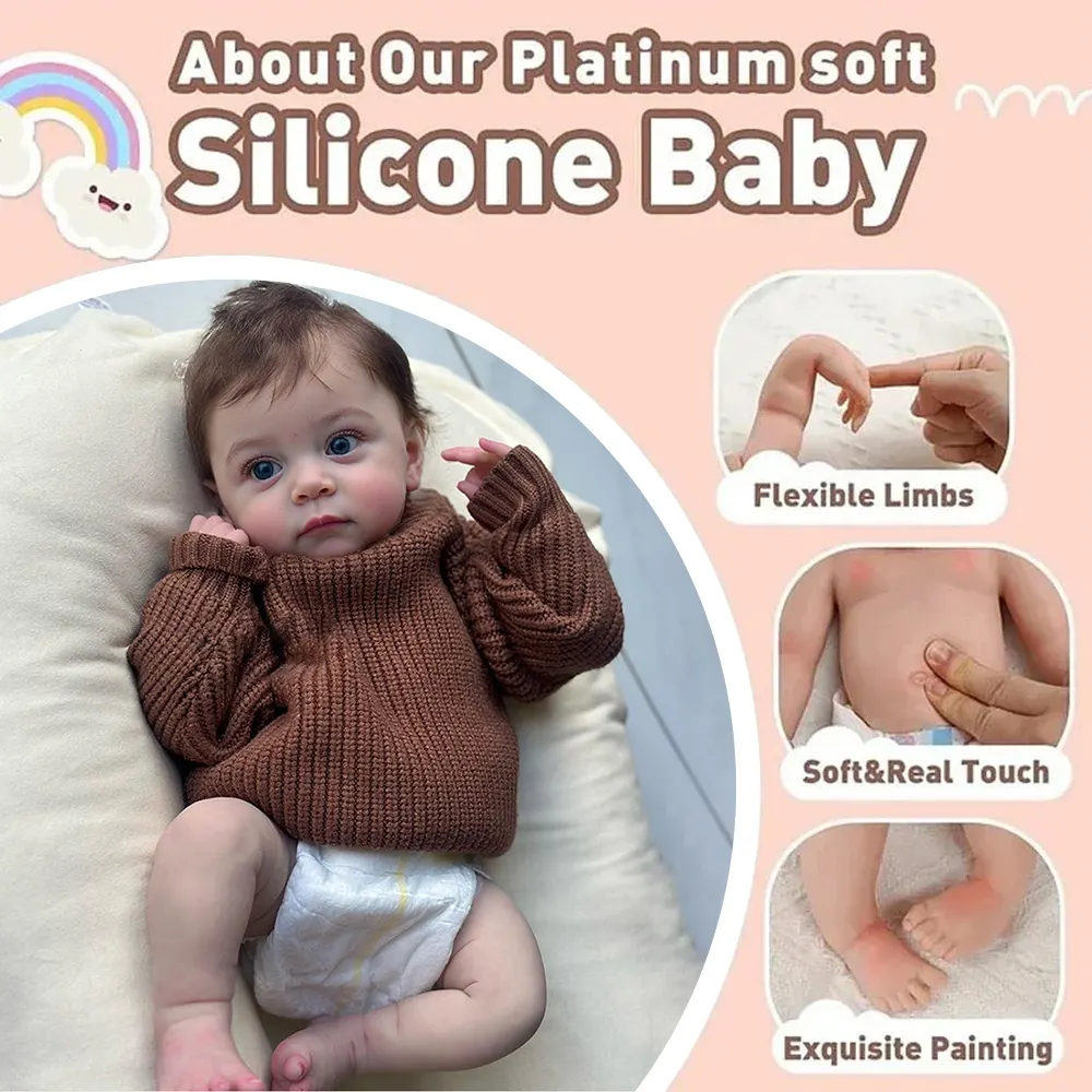 12"&16" Clement Full Body Silicone Bendable Reborn Baby Boy or Girl Dolls, photograph 2