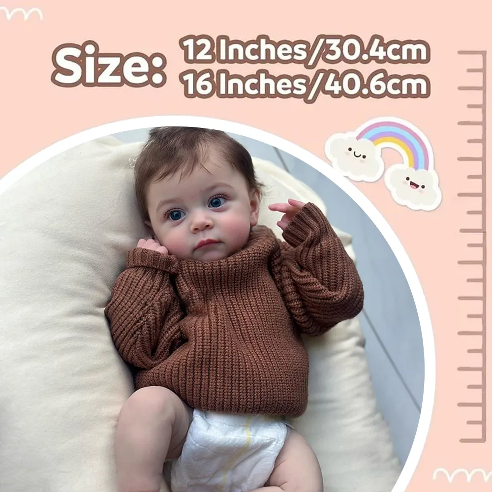 12"&16" Clement Full Body Silicone Bendable Reborn Baby Boy or Girl Dolls, photograph 3