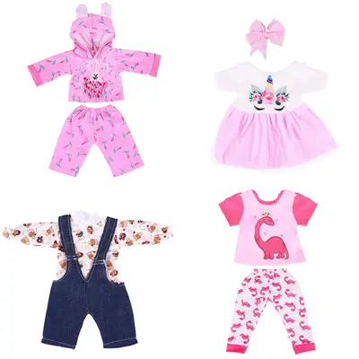 12"-16" Cute Energetic Baby Girl 4 Pcs Set Reborn Baby Doll Clothes Accessories Set