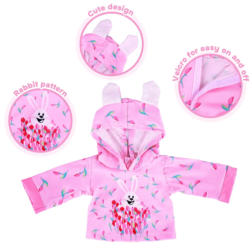 12"-16" Cute Energetic Baby Girl 4 Pcs Set Reborn Baby Doll Clothes Accessories Set, photograph 2