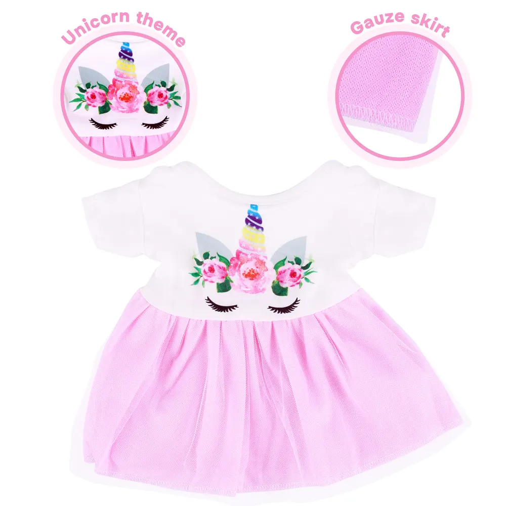 12"-16" Cute Energetic Baby Girl 4 Pcs Set Reborn Baby Doll Clothes Accessories Set, photograph 4