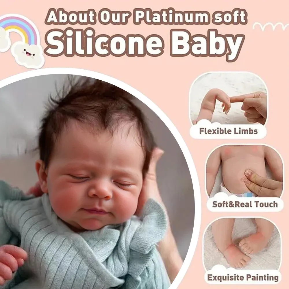 12" & 16" Flexible Full Body Silicone Reborn Newborn Sleeping Baby Doll Boy, photograph 2