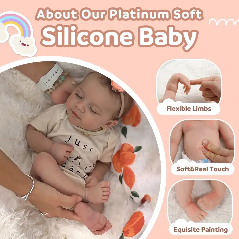 12" & 16" Flexible Full Body Silicone Reborn Newborn Sleeping Baby Doll Boy, photograph 2