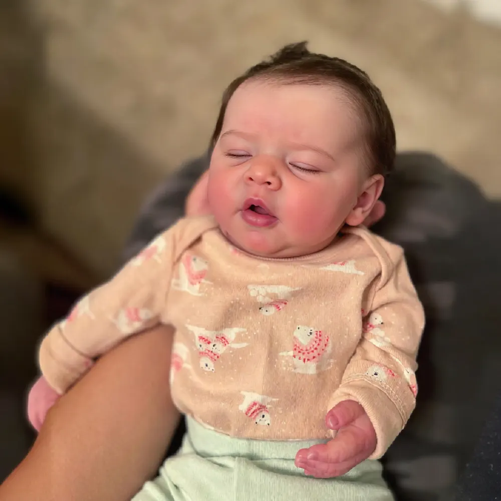 12" & 16" Flexible Silicone Newborn Sleeping Reborn Baby with Brown Hair, photograph 2