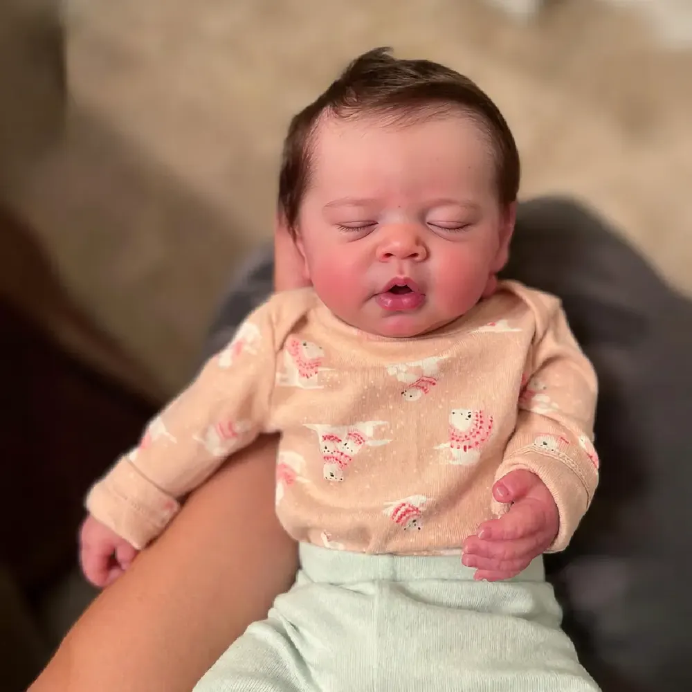 12" & 16" Flexible Silicone Newborn Sleeping Reborn Baby with Brown Hair, photograph 3