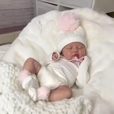 12" & 16" Full Body Silicone Reborn Baby Girl or Boy Doll with Brown Rooted Hair