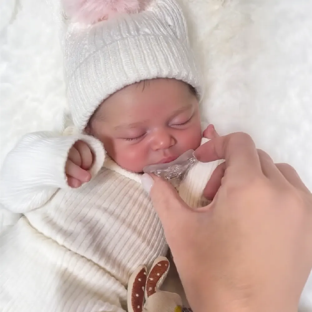 12" & 16" Full Body Silicone Reborn Baby Girl or Boy Doll with Brown Rooted Hair, photograph 2