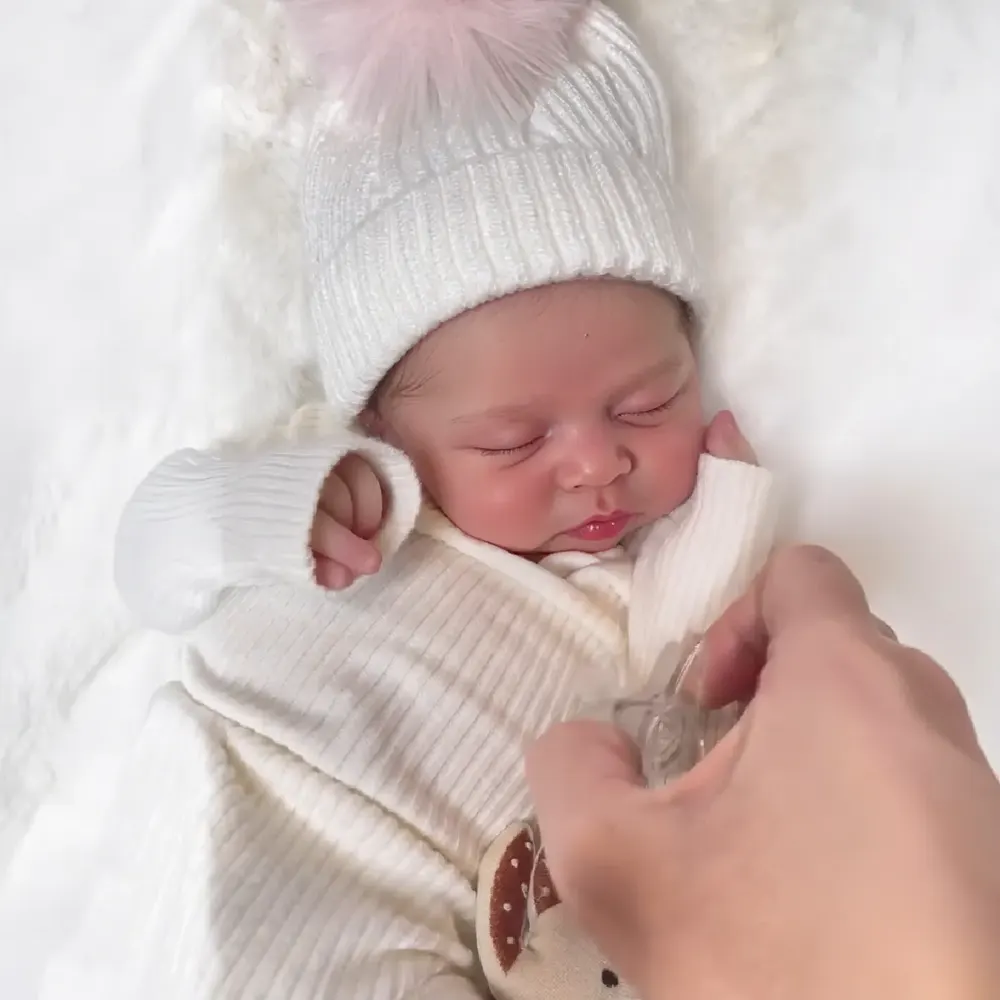 12" & 16" Full Body Silicone Reborn Baby Girl or Boy Doll with Brown Rooted Hair, photograph 3
