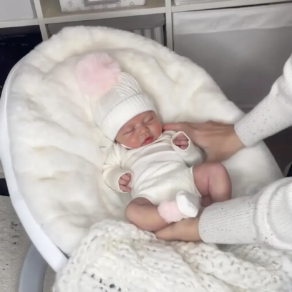 12" & 16" Full Body Silicone Reborn Baby Girl or Boy Doll with Brown Rooted Hair, photograph 4