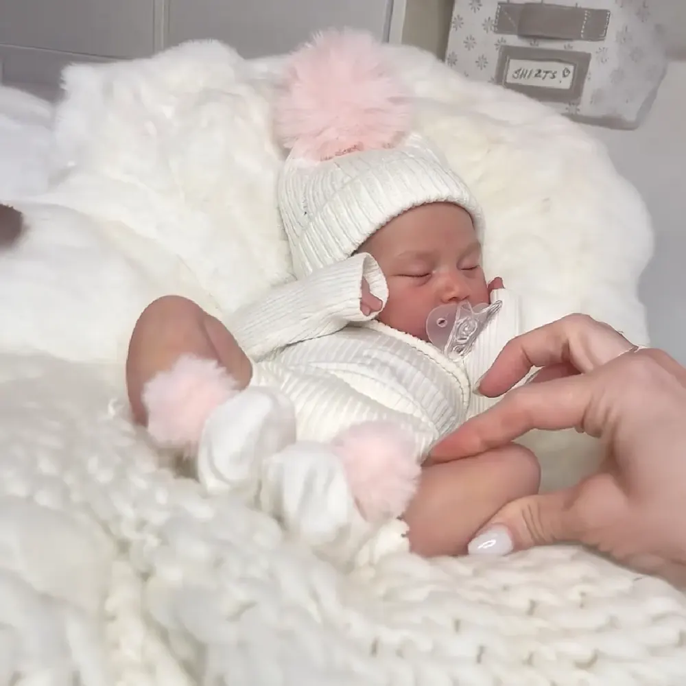 12" & 16" Full Body Silicone Reborn Baby Girl or Boy Doll with Brown Rooted Hair, photograph 5