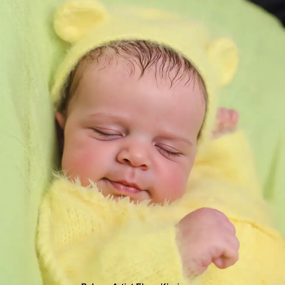 12"&16" Full Body Silicone Reborn Sleeping Baby Doll with Rooted Brown Hair, photograph 3