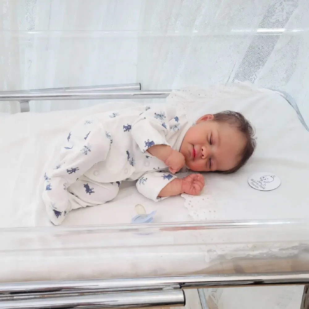 12"&16" Full Silicone Newborn Baby Girl or Boy Doll, Brown Hair, Asleep, photograph 2