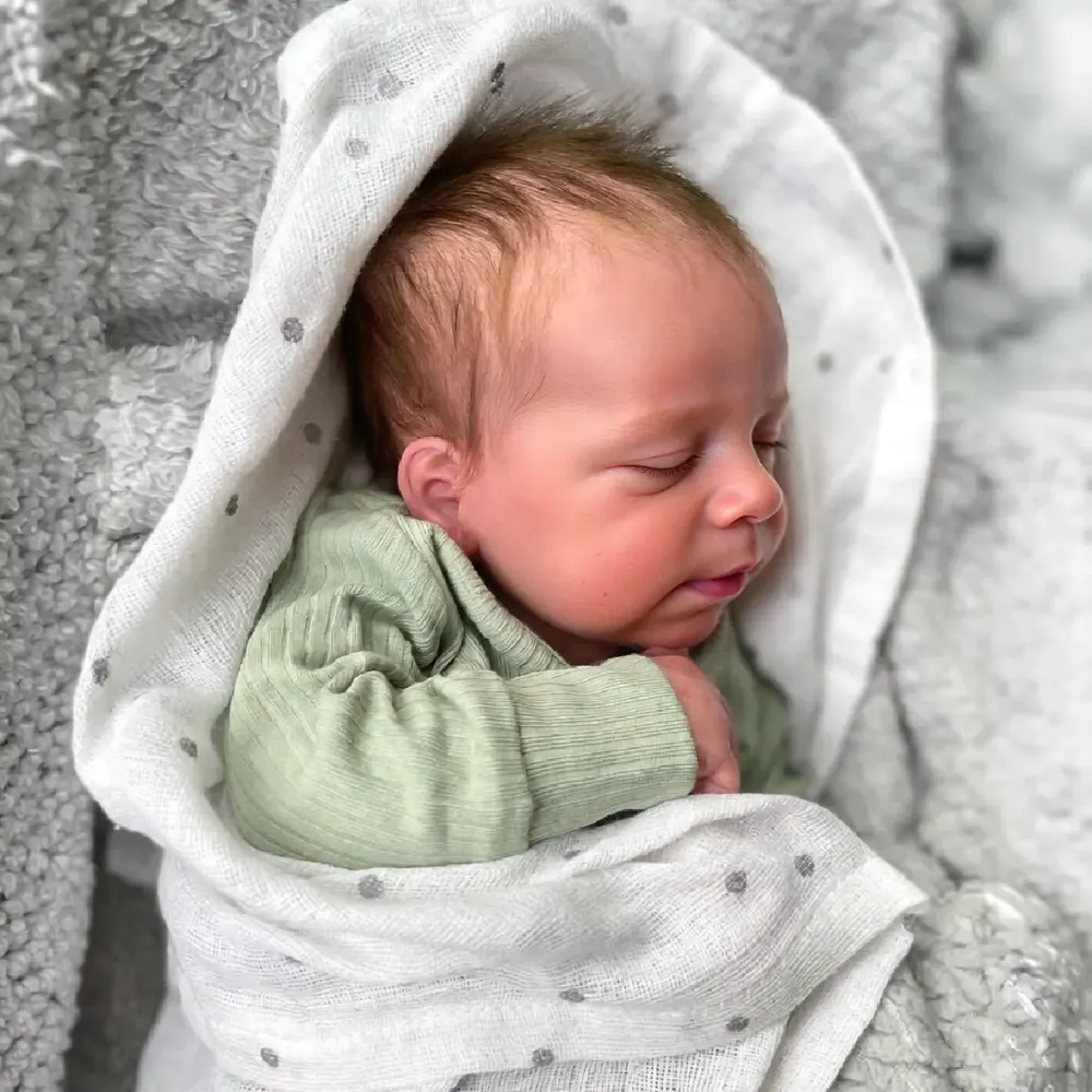 12"&16" Full Silicone Reborn Baby Boy or Girl, Brown Hair, Asleep, photograph 2