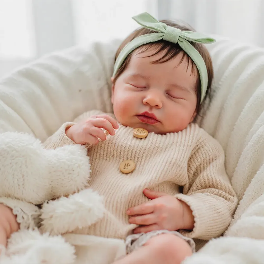 12" & 16" Handmade Reborn Baby Doll Girl or Boy with Hand-Rooted Brown Hair