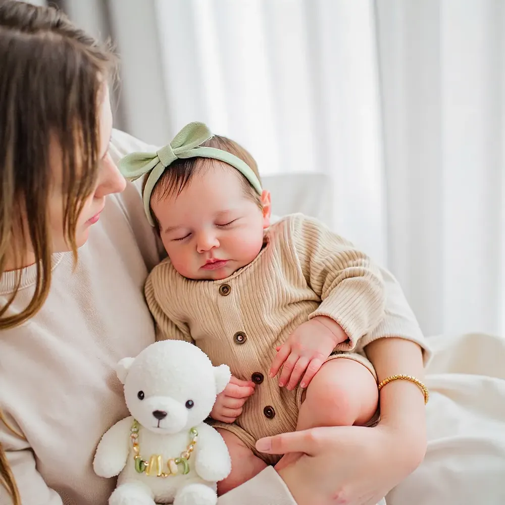 12" & 16" Handmade Reborn Baby Doll Girl or Boy with Hand-Rooted Brown Hair, photograph 6