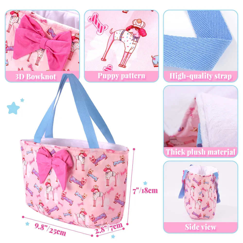 12"-16" Pink Puppy Nappy Bag Set 7 Pieces for Reborn Dolls, photograph 6