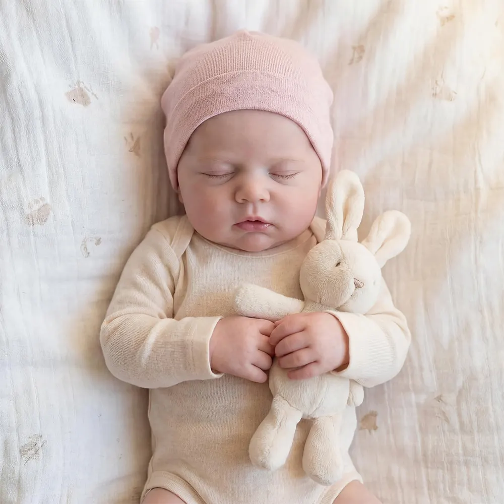 12 & 16" Silicone Newborn Doll Closed Eyes with Rooted Hair Option with a Quiet