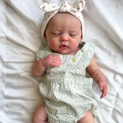 12" & 16" Realistic Silicone Sleeping Baby with Brown Hair and Closed Eyes Suitable