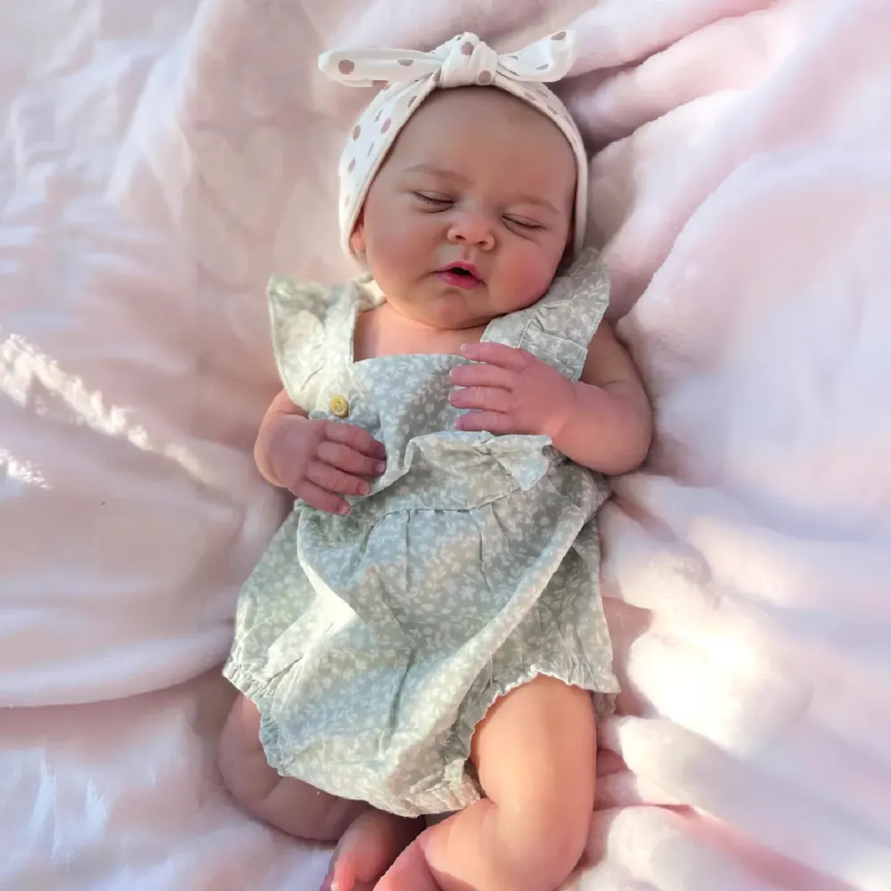 12" & 16" Realistic Silicone Sleeping Baby with Brown Hair and Closed Eyes Suitable, photograph 5