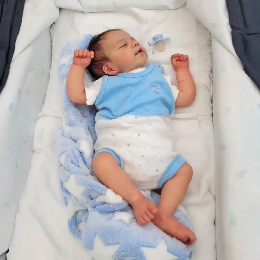 12"&16" Silicone Newborn Baby Boy or Girl Doll with Brown Hair, photograph 4