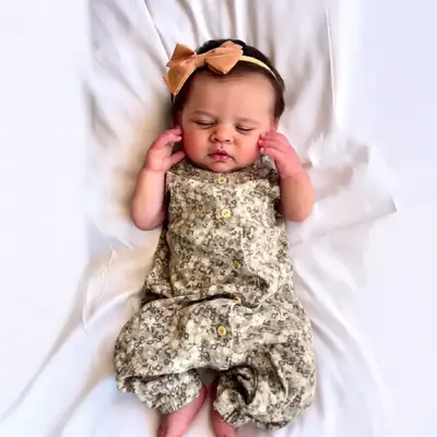 12" & 16" Sleeping Full Body Silicone Newborn Girl or Boy with Brown Hair