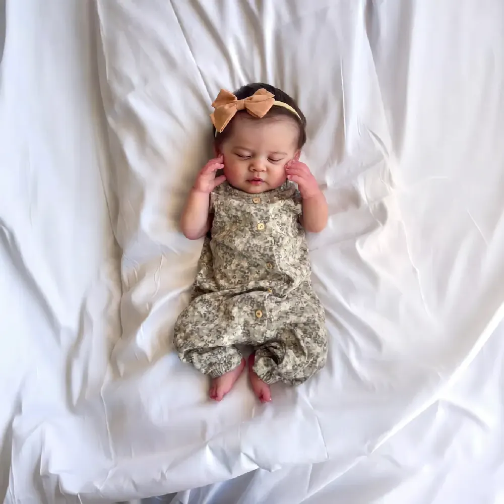 12" & 16" Sleeping Full Body Silicone Newborn Girl or Boy with Brown Hair, photograph 6