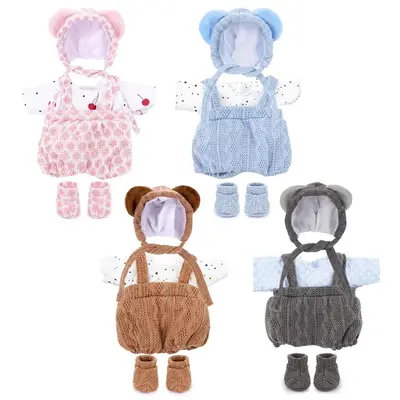 12" Bear Ear Knitted Outfit Set 5 Pieces for Reborn Baby Dolls