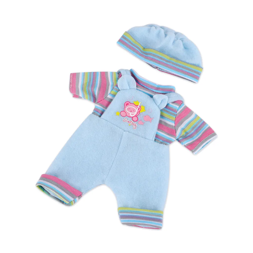 12" Light Blue Overalls for Handmade Newborn Baby Dolls 2pcs Set Clothes Accessories