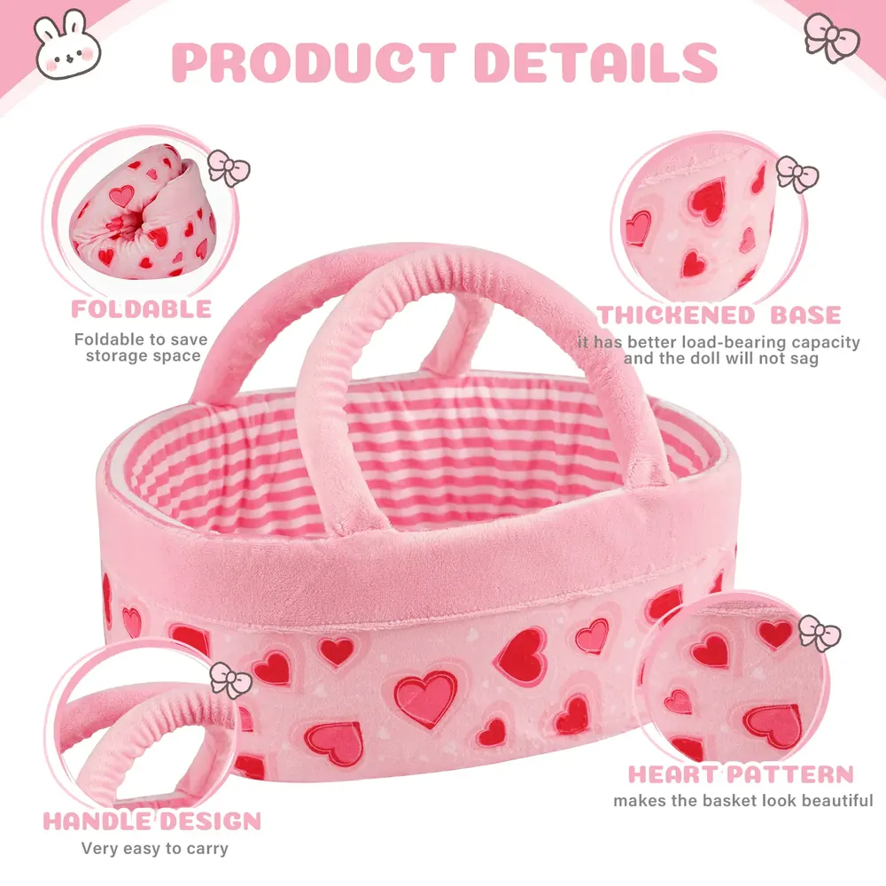 12" Pink Love for Reborn Baby Girl Accessories 8-Pieces Set, photograph 3