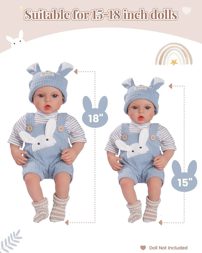 15"-18" Blue Accessories 4 Pcs Set for Reborn Baby Dolls, photograph 2