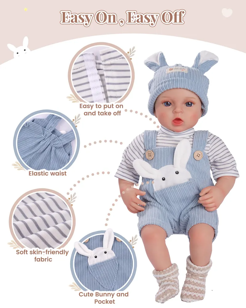 15"-18" Blue Accessories 4 Pcs Set for Reborn Baby Dolls, photograph 3