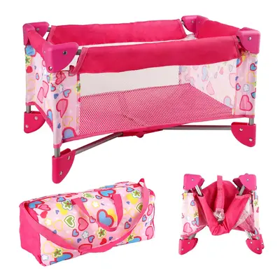 15"-20" Pink Retractable Love Printed Bed for Reborn Baby 2-Pieces Living