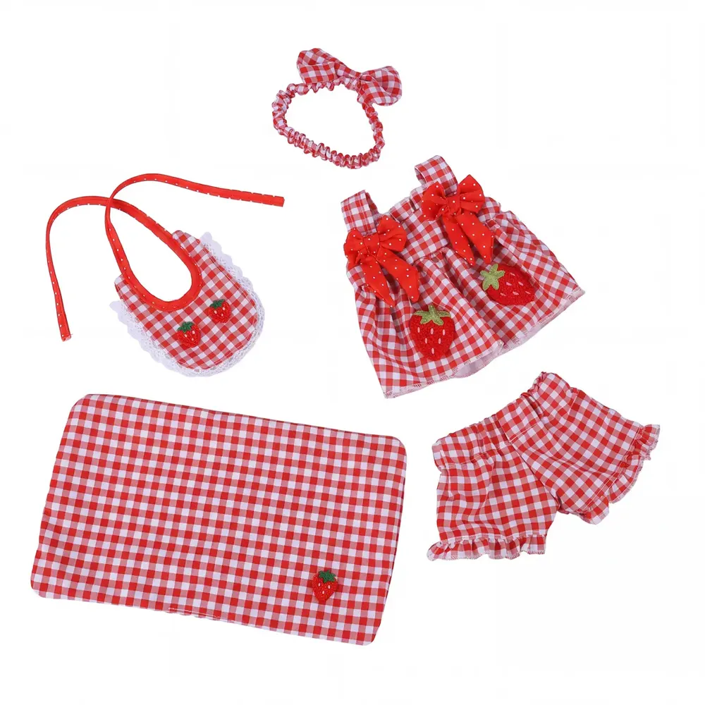 15" Red Plaid Strawberry Five-Piece Set, photograph 2