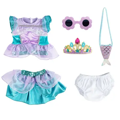 16"-22" Purple Green Mermaid Set 7 Pcs Reborn Baby Doll Clothes Accessories Set