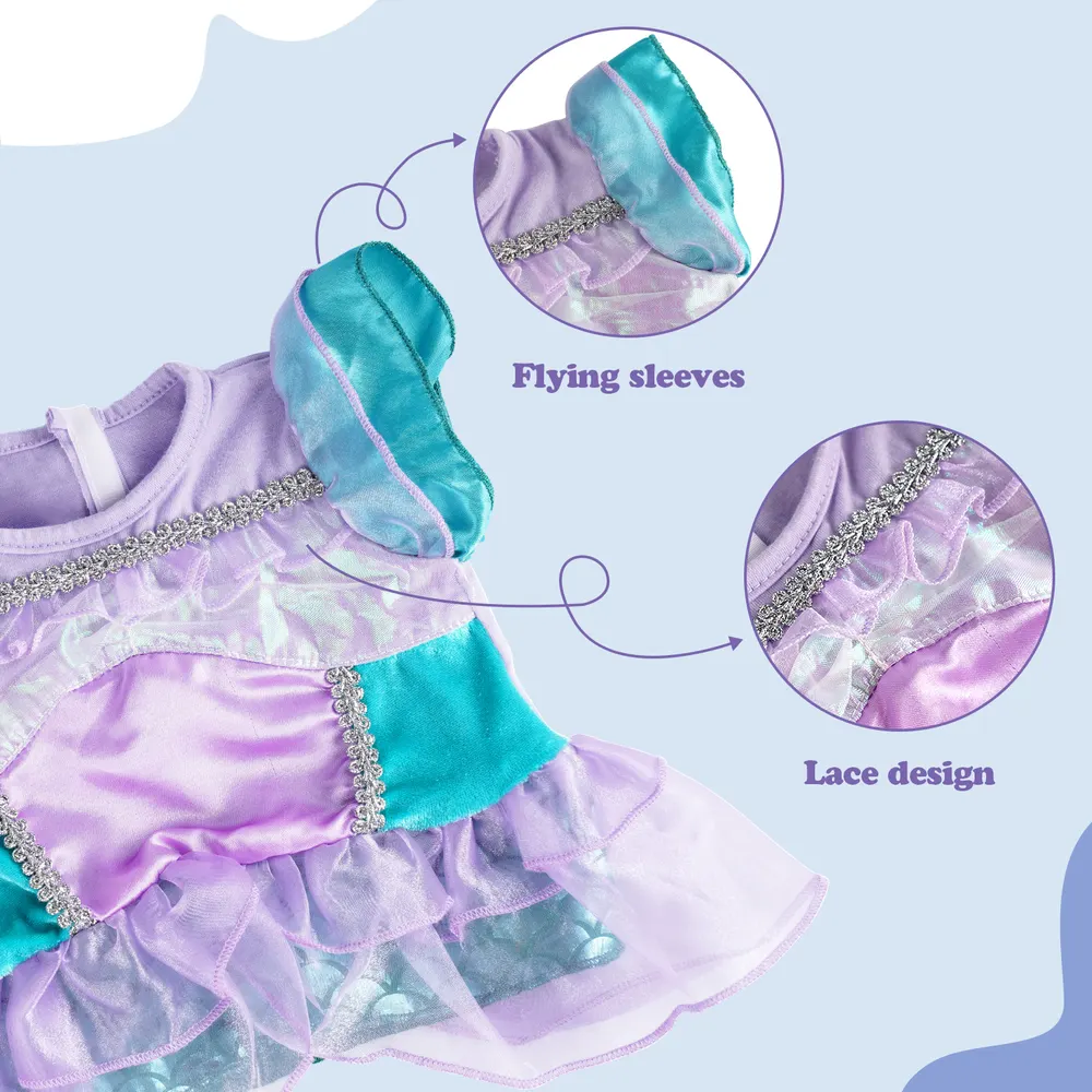 16"-22" Purple Green Mermaid Set 7 Pcs Reborn Baby Doll Clothes Accessories Set, photograph 2