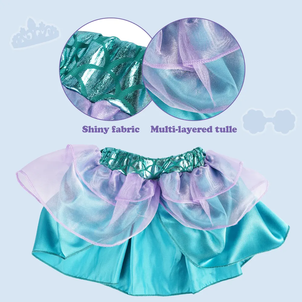 16"-22" Purple Green Mermaid Set 7 Pcs Reborn Baby Doll Clothes Accessories Set, photograph 3