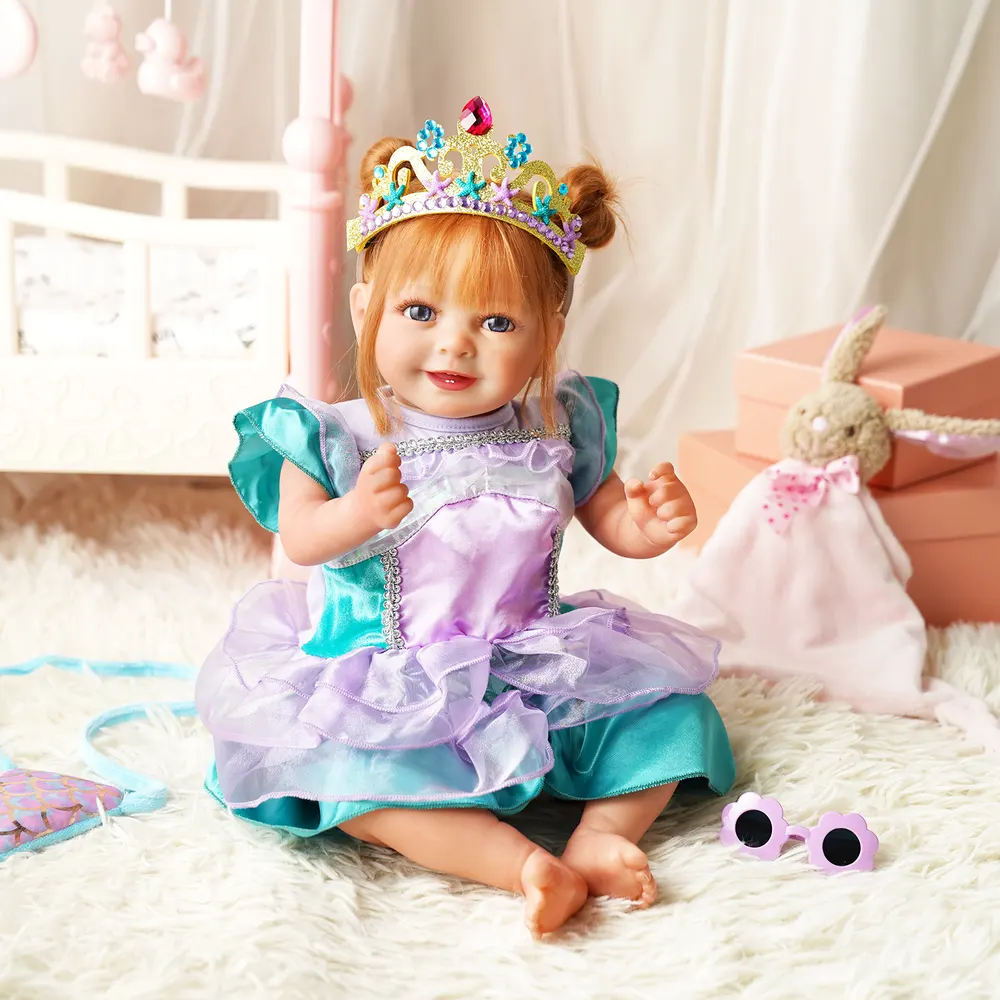 16"-22" Purple Green Mermaid Set 7 Pcs Reborn Baby Doll Clothes Accessories Set, photograph 6