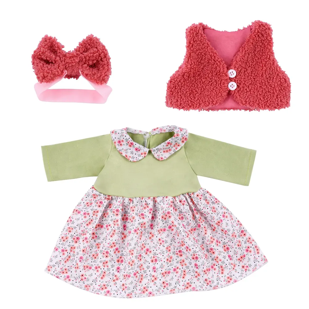 16" Green Dress Set 3 Pieces Including Hair Band and Vest, photograph 2