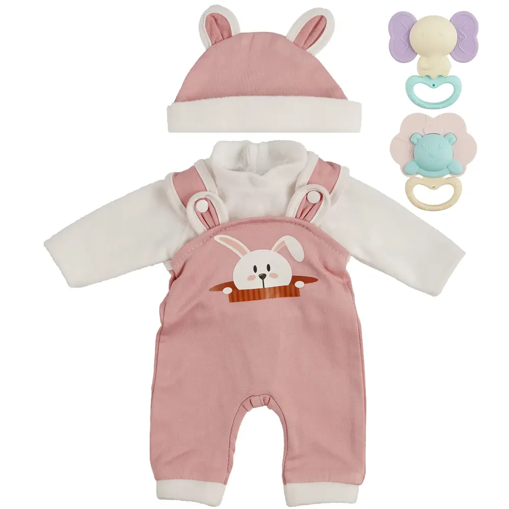 16" Pink and White 5 Pcs Reborn Baby Doll Accessories Set