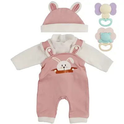 16" Pink and White 5 Pcs Reborn Baby Doll Accessories Set