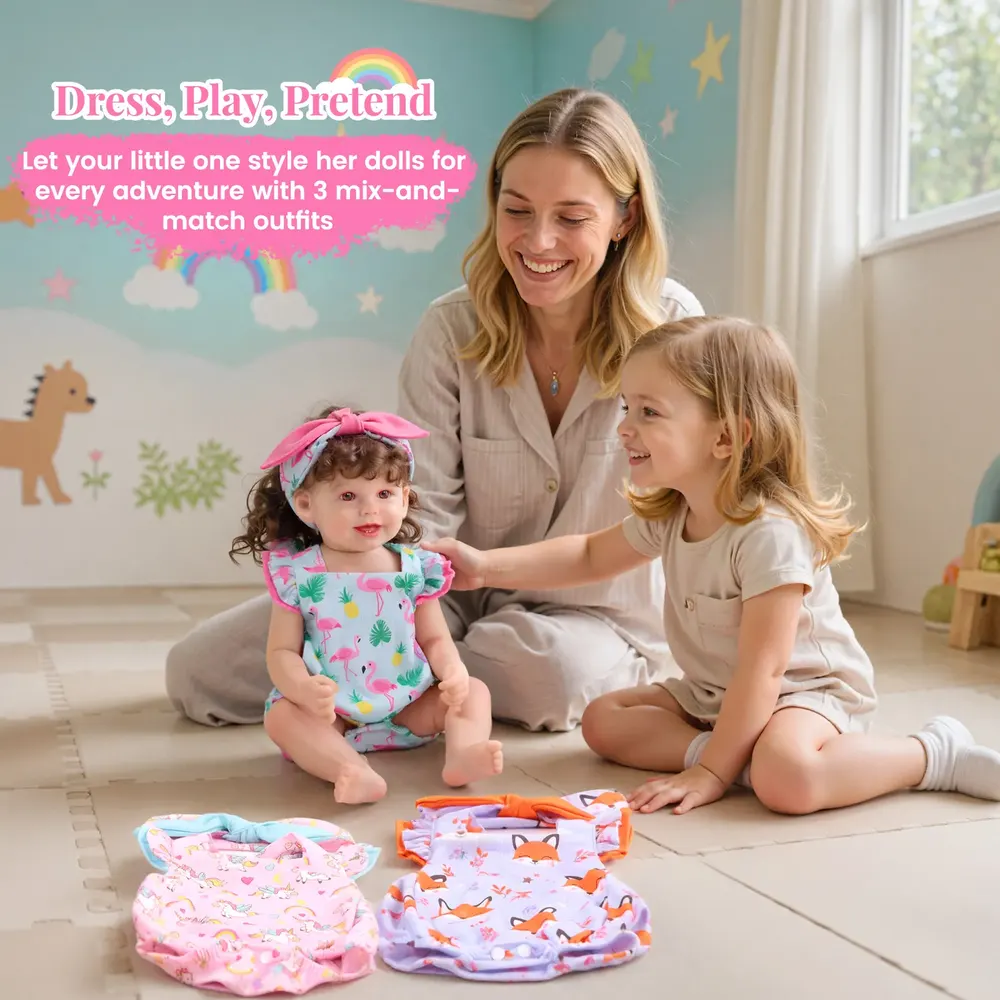 17"-20" 3Pcs Reborn Doll Specials Accessories Multi-style Clothing Set For Girls, photograph 6