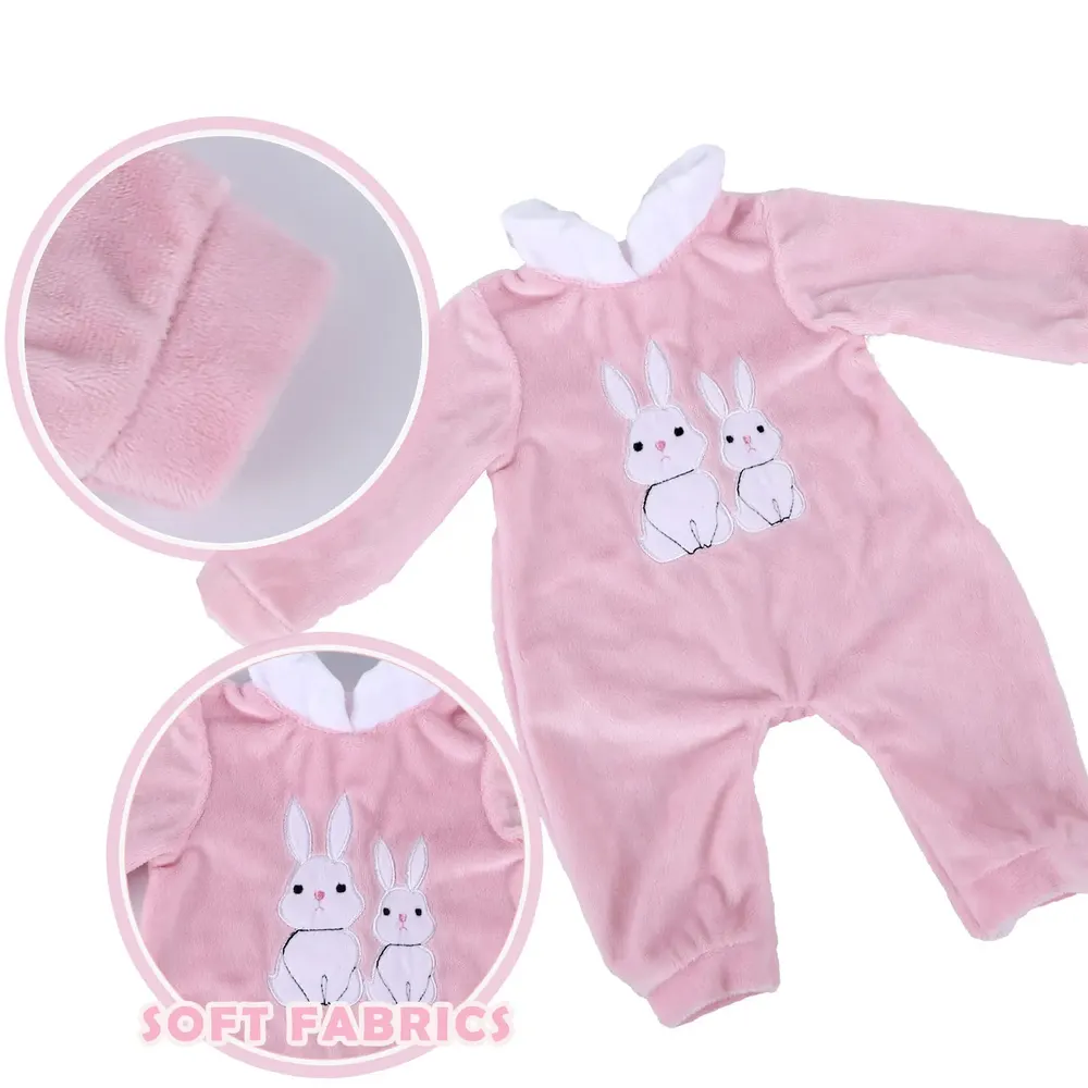 17"-20" Baby Dolls Girls Reborn Baby Dolls Clothes 2pcs Cute Bunny Long Sleeve, photograph 3
