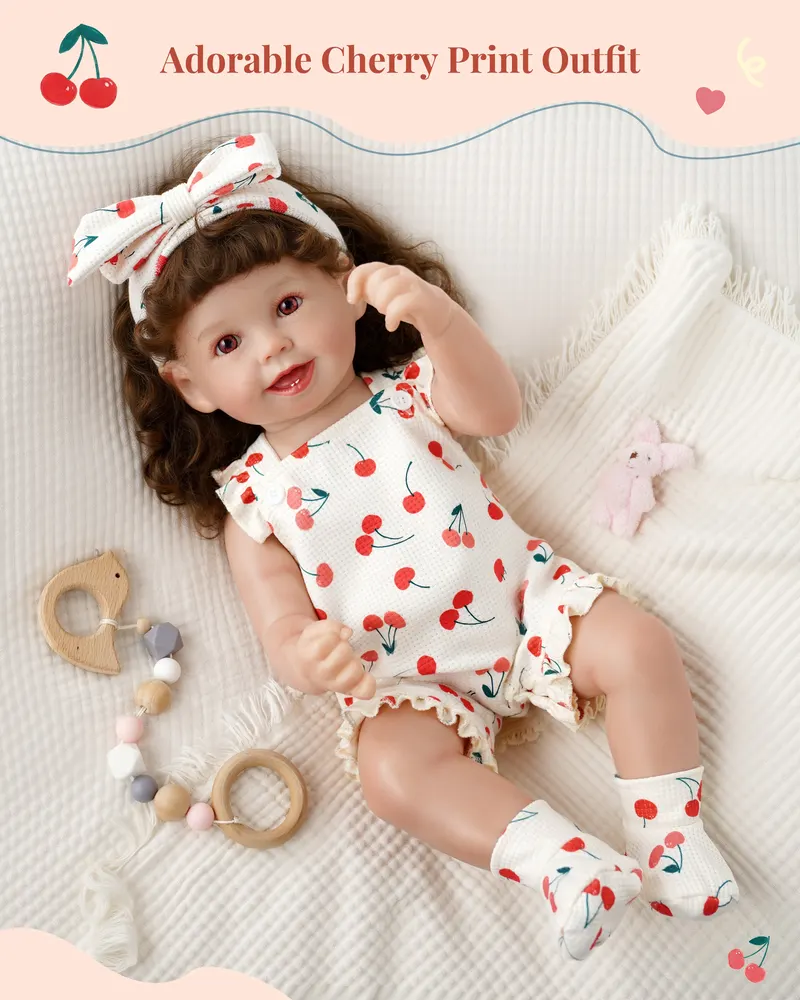 17"-20" Cherry Blossom Romper 3 Pcs Set with Romper, Headband and Socks, photograph 3