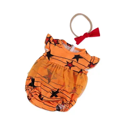 17"-20" Girl Orange Star Skirt for Handmade Newborn Baby Dolls 2pcs Set Clothes