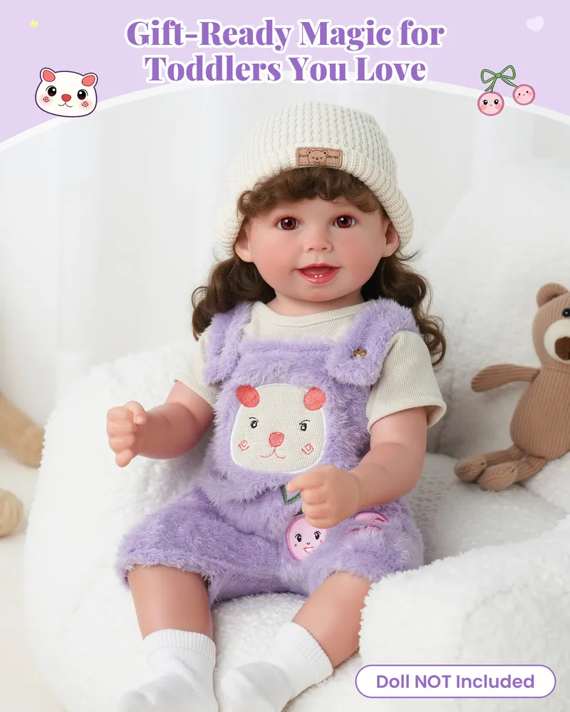 17-20" Purple Plush Embroidered Overalls Set 4 PCS, photograph 5